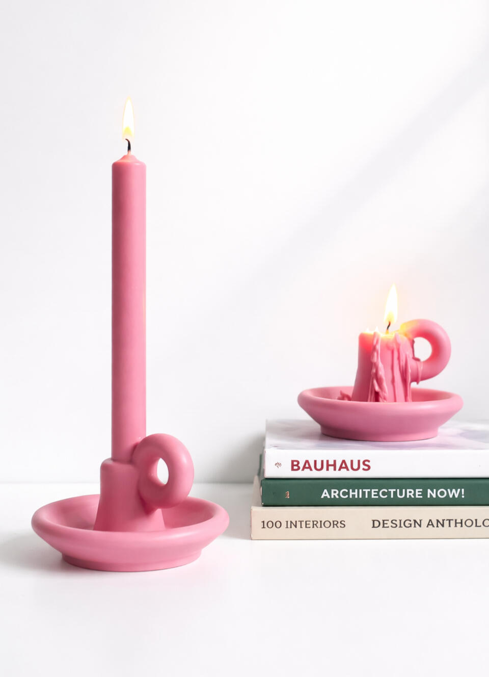 Art Wax Candle Bougeoir stick , made entirely from wax, 100% bio-based, designed to transform over time and eliminate the need for packaging.