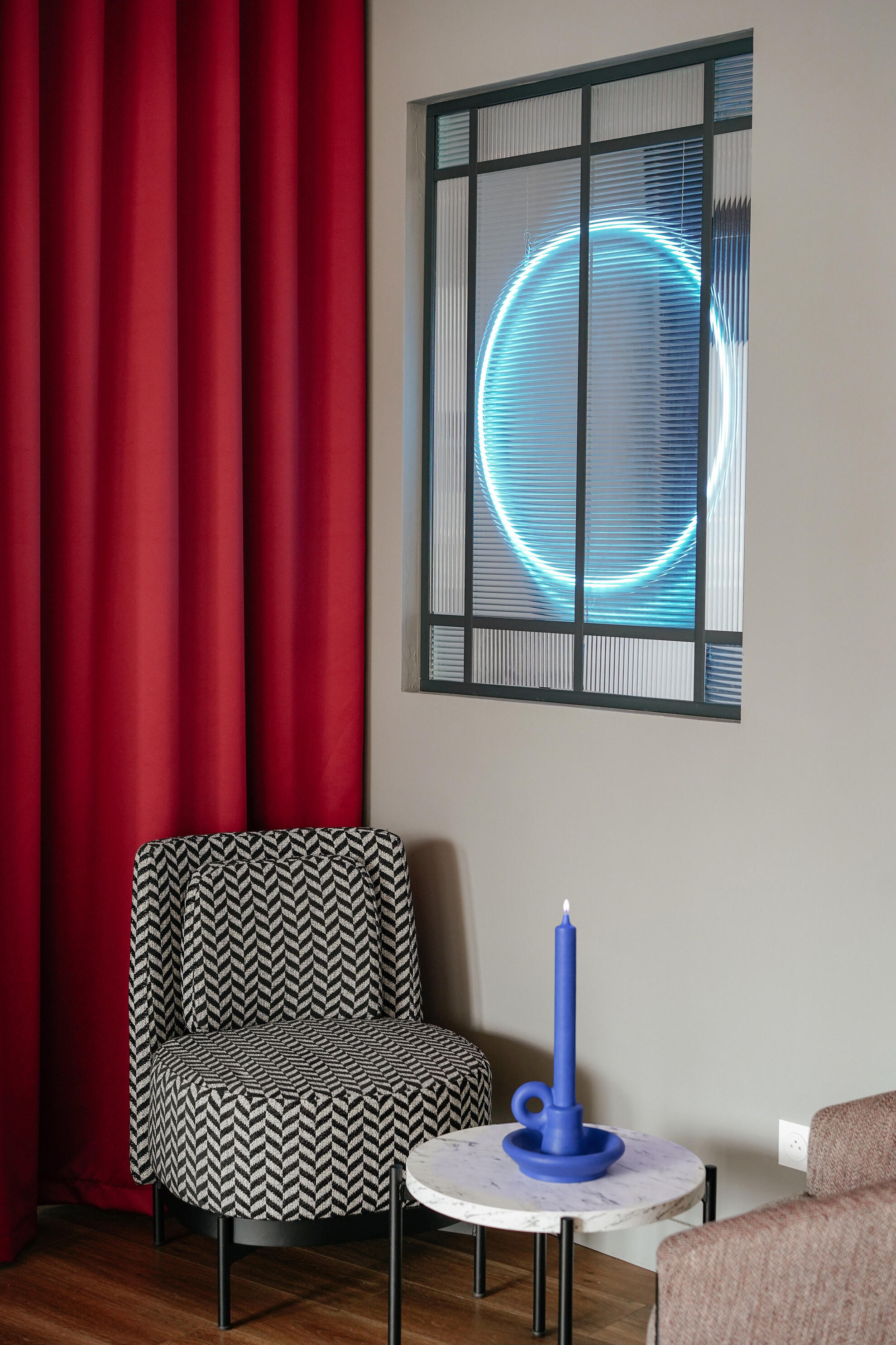 Interior Detail Interior design detail combining textiles, natural light and architectural composition.