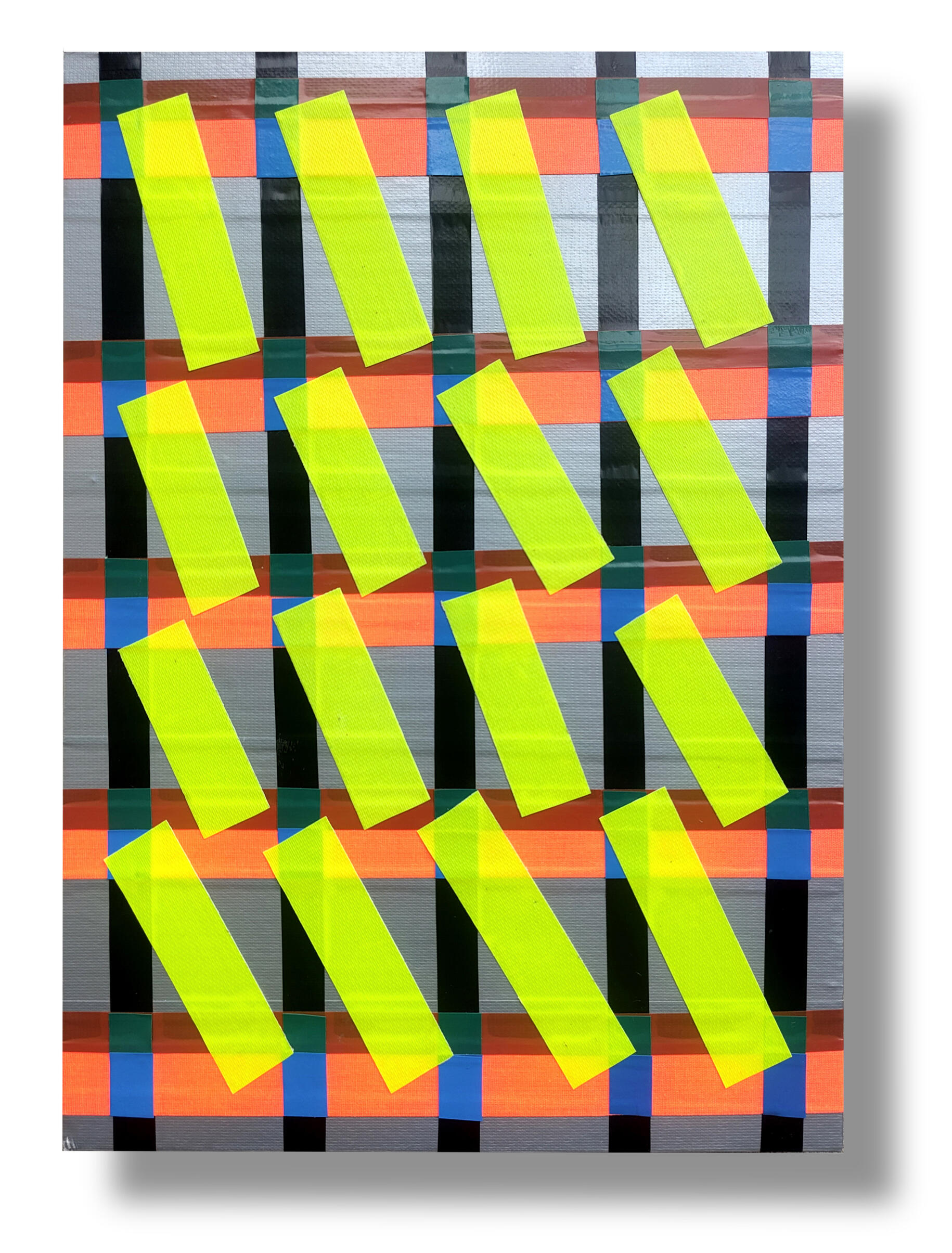 Art tape experimente Experimental tape artwork exploring colour, geometric composition, and innovative material experimentation through handcrafted graphic design.